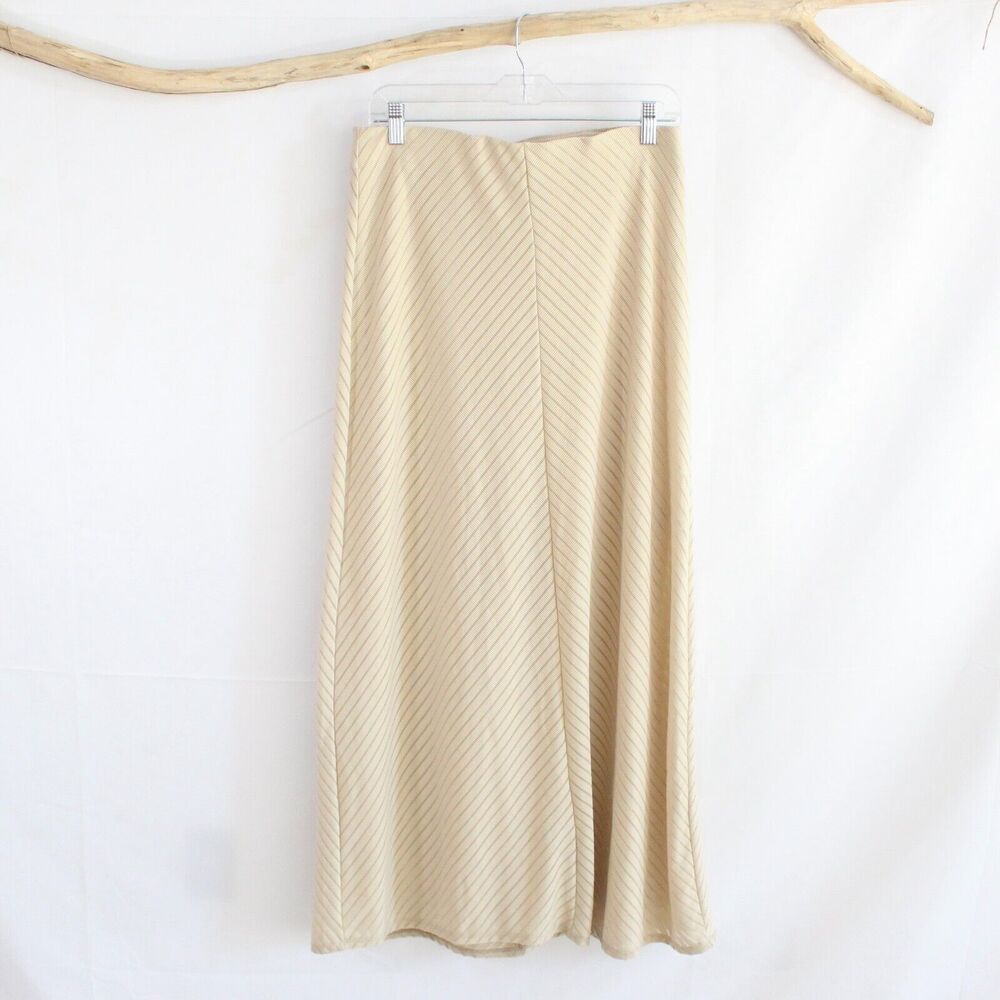 Eci New York Long Modest Cream Stripped Skirt Size M Medium Maxi Knit Skirt
